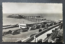 RPPC WESTON - SUPER - MARE THE OLD PIER SOMERSET STREET SCENE VEHICLES