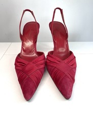 LK Bennett Suede Slingback High Heels Shoes Rose Red Size 37