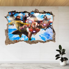 Iron Man, Thor, Hulk, Hawkeye etc 3d Smashed View Wall Sticker Poster Decal A948