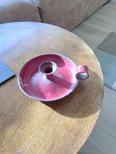 Old Vintage Red Enamel Candle Holder / Candle Stick. Decorative