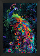 Art Nouveau Neon Peacock