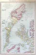 The Hebrides or Western Isles Map 1907 Large Antique Map