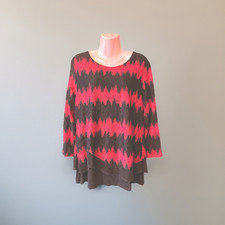 Ladies Saloos Black & Red Tunic Top Lace Effect Over Fully Lined Size 18 BNWOT