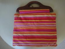 M&S Per Una New Striped Beach Bag Padded With Wood Handles