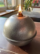 Two Table-top steel globe Oil lamps. 5-inch diameter.