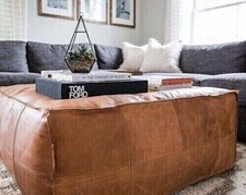 Moroccan Leather Pouffe
