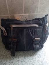 Womens Medium Blue Fabric Multi Section/Zipped Pockets Tote/Shoulder Bag