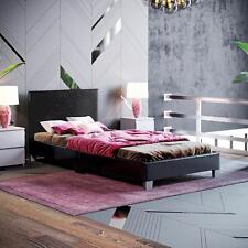 SALE Single 3FT Faux Leather Modern Headboard Slatted Bed Black