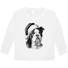 'English Bulldog Wearing Santa