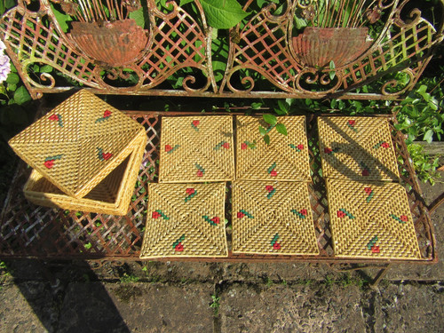 Vintage straw rattan woven - vintage,