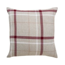 HUDSON Woven Checked Tartan Cushion Cover - Red