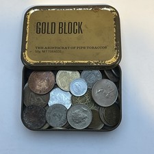 Job Lot Old World Coins In Old Tin Collection