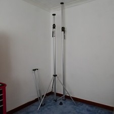 2 Silver Manfrotto Autopole with stands 'South Wales' Backdrop roll stand