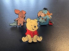 3 x Winnie The Pooh Pin Badges Piglet Eeyore Enamel Metal Brooch Pooh Bear