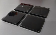 4 x BLACK GLASS COASTERS