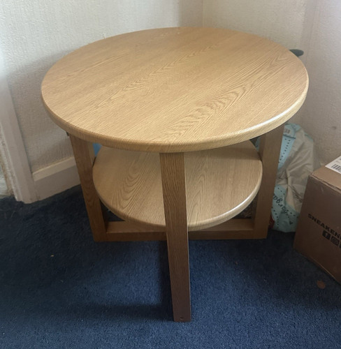 Round light wood side table - round,
