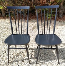 X2 BEAUTIFUL ELM 608   ERCOL DINING CHAIRS PITCH BLACK  F&B
