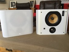 B&W DS7 Surround Sound Speakers Finished In White.