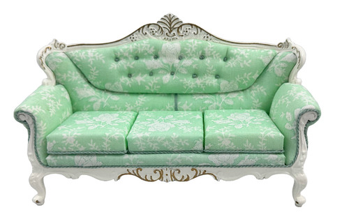 Dolls house sofa white green - house,