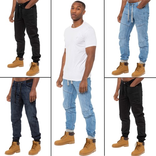 Enzo mens cuffed jogger jeans - enzo,