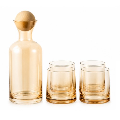 Glass pitcher set - pitcher, amber