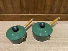 La creuset pan set. 1x 16cm; 1x18cm. Green, cast iron. Used once! 
