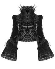 Eva Lady Dark Devore Baroque Gothic Velvet Chained Jacket
