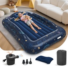 Inflatable Toddler Travel Bed Portable Camping Air Mattress with Electric Bum...