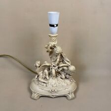 Vintage Lamp Light Bedside Side Table Antique Cherubs Angels Resin Beige Feet