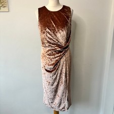 Linea Velour Velvet Midi Dress Size 12 Blush Pink Twist Detail Party Christmas
