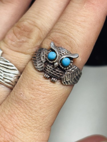 Silver owl ring size t - ring,