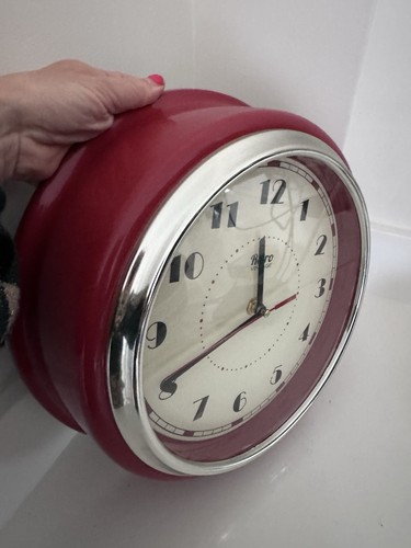 Retro vintage red wall clock - retro,