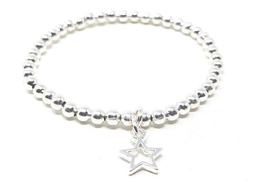 Silver colour beaded stackable - silver,