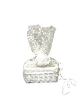 Rectangular white wicker hamper basket kit make your own dot cellophane & bow