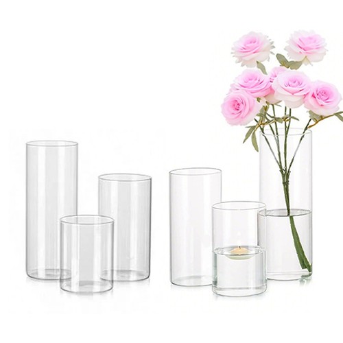6pcs clear glass bud vases - 6pcs,