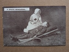 OLD POSTCARD MILITARY GIRL RED