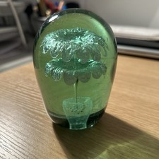 Victorian Glass Dump double Flower bubble petals Green paperweight 0.9kg 10.5cm