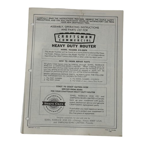 Sears craftsman router - sears,