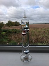 Glass Galileo Thermometer 31cm Tall - 5 Balls - Multicolour -USED
