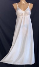 Vintage Full Bra Slip Petticoat Cream Semi Stiff Slippery Nylon & Lace, UK 12-14