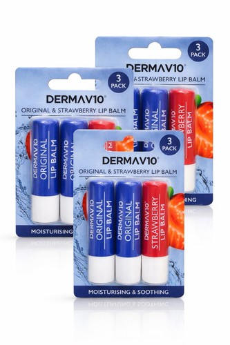 Dermav10 lip balm pack - 3x,