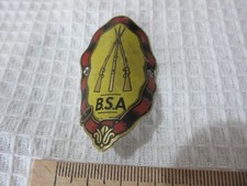 B.S.A. YELLOW RED BLACK BICYCLE HEAD BADGE HEAD TUBE VINTAGE (MARKED)  ( # 42)