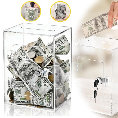 Acrylic piggy bank clear money - bank,