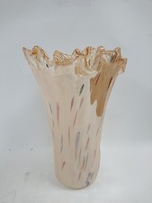 Vintage Hand Blown Large Murano Style Art Glass Vase Multicoloured Swirls Rare