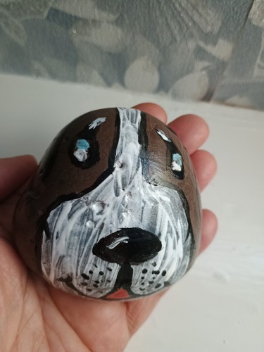 Hand painted pebble stone - hand,