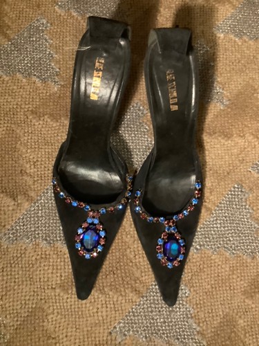Vintage silla black suede - le,