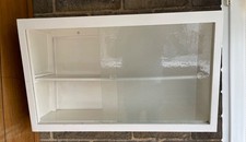 Vintage 1950s Built-In Kitchen Wall Cabinet with Frosted Sliding Glass Doors