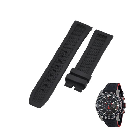 23mm black rubber strap - black, for