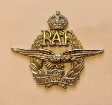1940s Royal Air Force RAF Police Auxiliaries King's Crown White Metal Cap Badge