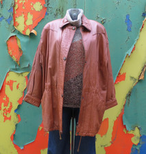 1990s Echtes Leder Oversized Real Soft Lamb Leather Tan Jacket High Neck Zip